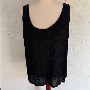 Elegant Black Beaded Women's Tank Top